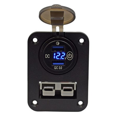 QC3.0 Dubbel USB Laddare Panel Infälld Montering med Tryckbrytare för Husvagn Husbil Båt Lastbil RV