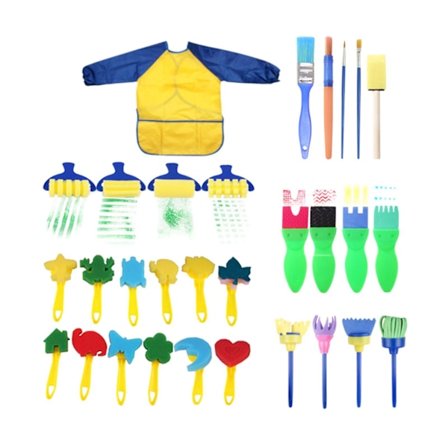 Børne Maleri Svampe Børster Sæt Børne Maling Svampe Forsyninger Genanvendelig Kunst med Vandtæt Forklæde Maleri Børster til Maling (LGL)