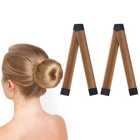 Hårbolle Shaper, 2 stk. Nem Donut Bun Maker til Hår, Fransk Twist Fold Wrap Snap Band