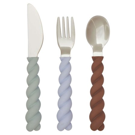 Oyoy mini OYOY Mini Mellow barnebestikk, mint/choko/blue' - 'Mint/Choko/Iceblue