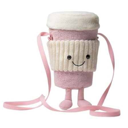 Jellycat Amuseables Coffee-To-Go Pink Taske Plyslegetøj | 18 cm