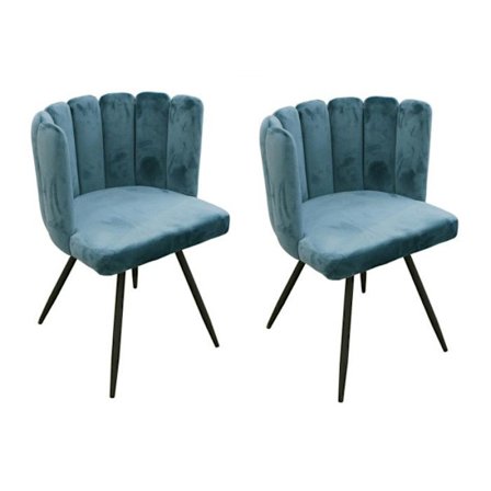 Set med 2 Ariel stolar i sammet - Enblå - Designstol