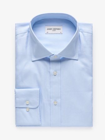 John Henric Men's Hellblaues Fischgrat-Hemd Slim Fit Size 44