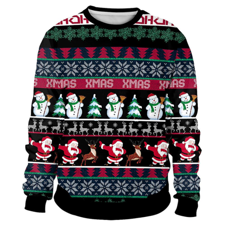 Par Jul 3d Nyhet Print Genser Uformell Langermet Genser Genser Kvinner Menn Julefest Ugly Funny Topper style 5 XL