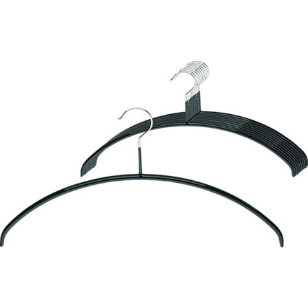 10-pak skridsikre bøjler, perfekt til T-shirts og sweatre, 360° drejelig krog, 40cm, sort