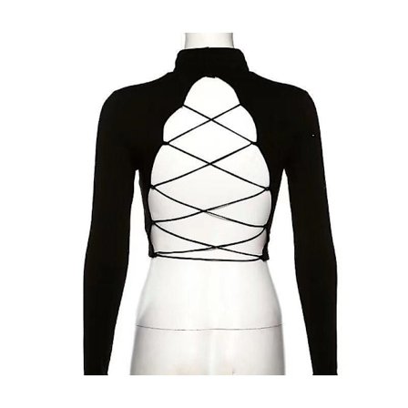 Girl Fashion Cross Lace-up Backless Crop Top Sexy Silm Fit Party T-paita