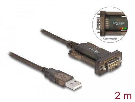 Delock Adapter USB 2.0 Type-A > 1 x Serial DB9 RS-232 - seriell adapter - USB - RS-232 x 1