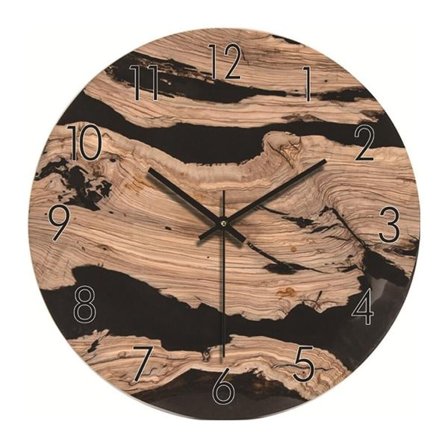 Analoginen seinäkello 30cm - puu / Svart