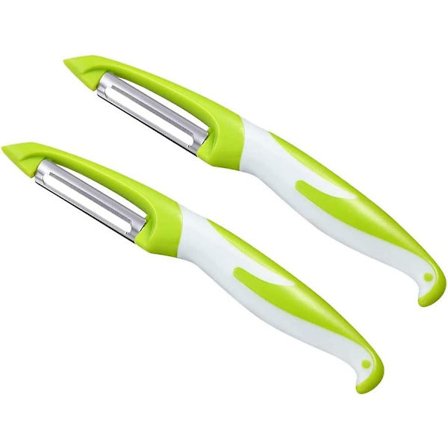 2 stk. multifunksjonelle grønnsaksskrellere, grønnsaksskreller, fruktskrelle, svingbar skreller, roterende skreller, gulrotskreller, skreller