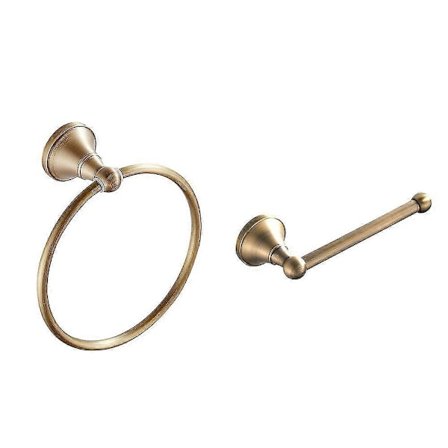 2kpl Antiikki Kultainen Messinki Pyyhepidike Kylpyhuone Seinään Asennettava Pyöreä Pyyherengas Pyyheteline Paperipyyhe