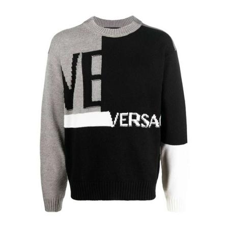 Versace Round-neck Strik Sort, Herre Strik
