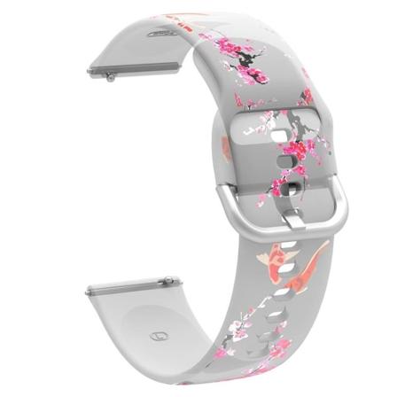 20 mm urrem i silikone med universalmønster - Blommeblomst / Blommeblomst Pink