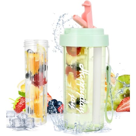 600ml Vandflaske med Frugtinfuser, Frugtinfuser Vandflaske, Lækagesikker Sportsvandflaske, Designet til Alle Tasker, Rygsække