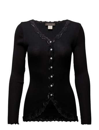 Rosemunde Rwbabette Silk Ls V-Neck Lace Cardi - Black - XL