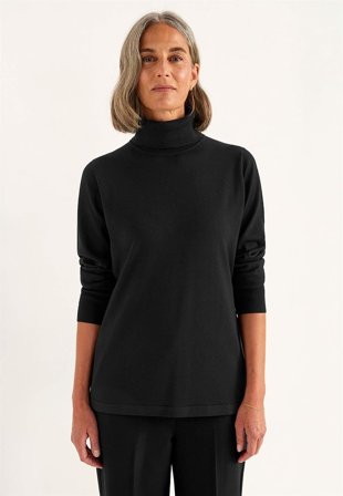 Cellbes of Sweden - Polohals Premium i merinoull i svart for damer i størrelse 50/52