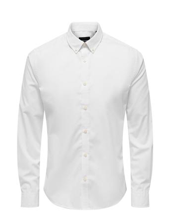 Onssky Life Ls Slm Solid Poplin Shirt Bf Skjorte Uformell Hvit ONLY & SONS*Betinget Tilbud