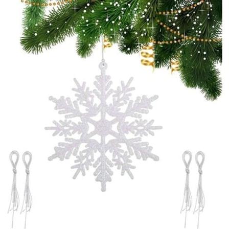 20stk juledekorative snøfnugg til juletre - Diameter: 10cm - Hvit