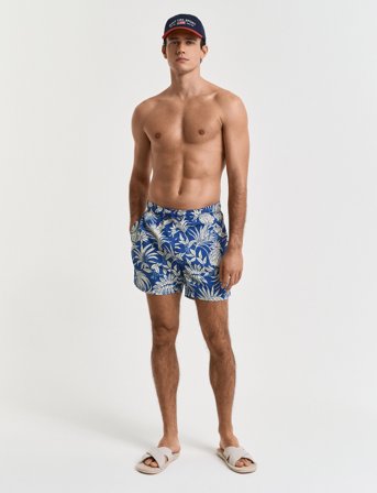GANT Tropical Print Swim Shorts - Blue - S