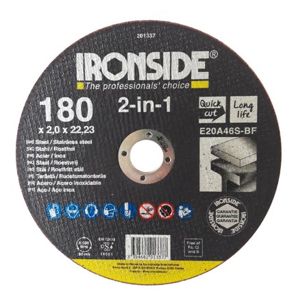 Ironside 201337 Kappeskive 180 mm, F41, E20A, 2in1 180 x 2,0 x 22 mm, Maskintilbehør & forbruk