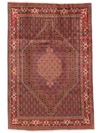 Senneh Fine Rug Hand Knotted 202X295 Dark Red/Black