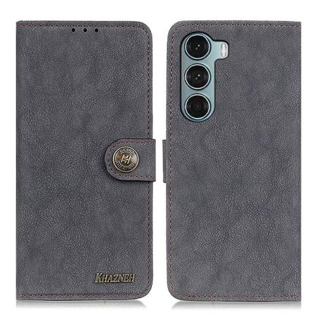 Khazneh Motorola Moto G200 Fodral Vintage Split Läder Svart