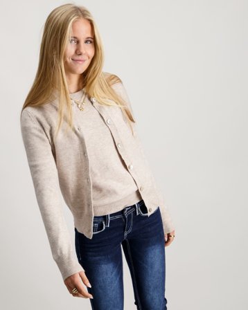 RYVLS Cloé Soft Knit L/S Cardigan Beige Truien Meisjes - Kids Brand Store