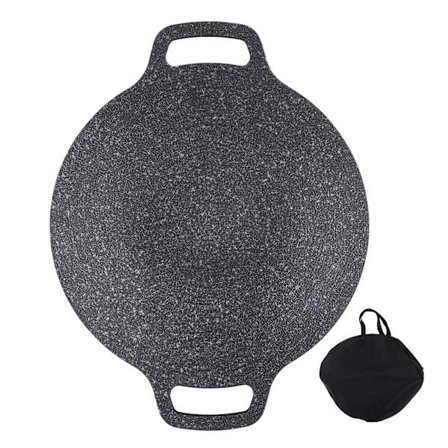 Rund grillpanna i koreansk stil i aluminium Nonstick Medical Stone Coating Grillpanna för hushållskött Fisk och skaldjur 38cm/15in