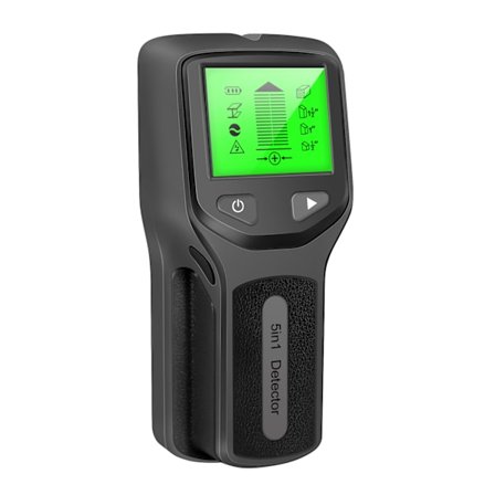 5 i 1 Stenderdetektor med LCD-skjerm, lydalarm, metalldeteksjon, multi-probe veggskanner, håndholdt fuktighetsmåler