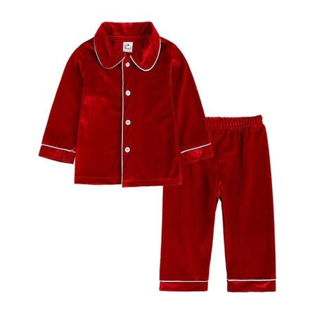 Uudet punaiset jouluiset poikien ja tyttöjen lämpimät perheen pyjamasetti kultaisen sametin lasten sopivat pyjama. 100cm. A Punainen