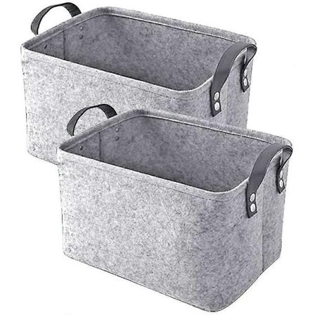 Filt Oppbevaringsboks Filtkurv Med Håndtak 2 Deler, Holdbar Sammenleggbar Vaskekurv Oppbevaringskurv For Leker, Klær, Bøker