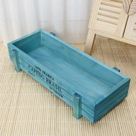 Rustiikkinen Vintage Puinen Mehikasvi Ruukku Lihaisa Ruoho Kukka Penkki Suorakulmainen Ontto Istutuslaatikko (Sininen) - GetRich