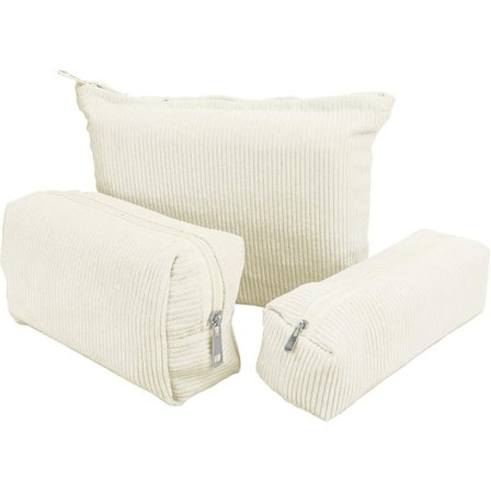 3-pak Makeup Taske i Fløjl – Kosmetiktaske med Metallynlås til Rejser og Hverdag_TF_TF