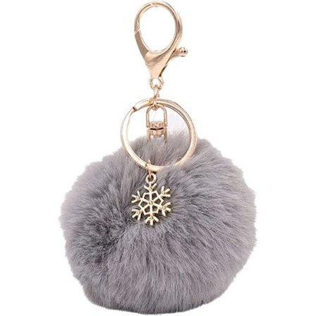 Pom Pom Nyckelring Konstgjord Pälsboll Nyckelring Fluffiga Tillbehör Bilväska Charm Svart01