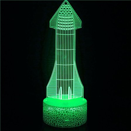 WJ 3D Rakett Nattlys Bordlampe Optisk Illusjon Lamper 7 Fargeskiftende Lys LED Bordlampe Jul Hjem Kjærlighet Bursdag Barn Barn Dekor Leke Gave