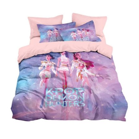 3 stk. Kpop Demon Hunters Dynebetrækssæt - Sengetøj Dynebetræk, Blødt og Behageligt Dynebetræk, Velegnet til Soveværelset
