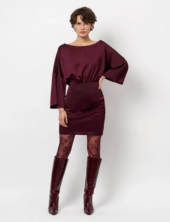 Dante6 Dante6-Maven Kimono Sleeve Dress - Burgundy - 42