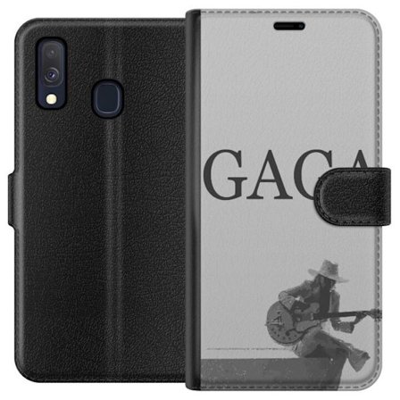 Kompatibelt Lommeboketui til Samsung Galaxy A40 Stitch omgitt av blåbær med søt kawaii-stil teddybjørn