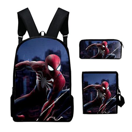 Spiderman Primary And Secondary School Theme School Bag 3-piece Set Computer Bag Messenger Bag Pencil Case