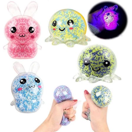 4 kpl Anti-Stress Squeeze Ball, Stressipallo, Valopallo Stressin Lievitykseen, Stressinlievityslelu, Stressinlievityspallot, Stressipallo Lapsille, 