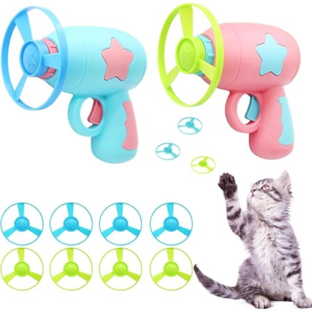 Interaktiiviset kissan lelut, 2 kpl pyöriviä raketteja ja 10 kpl lentäviä kiekkoja pennuille, BPA-vapaat kissan lelut tylsyyttä vastaan