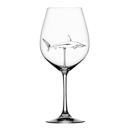 Rödvinsglas med haj inuti Bägare Glas klart glas Hem Bar Party
