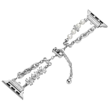 Apple Watch Series 49mm - 45mm - 44mm - 42mm pärlkedja klockarmband i rostfritt stål - Silver