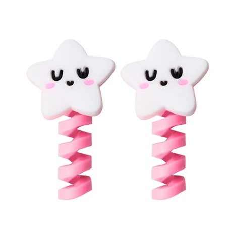 2 stk. Spiral USB-oplader Datakabel Beskyttelse Ladekabel Beskyttelse Stjerne