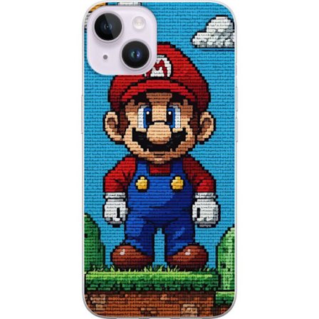 Kompatibelt Mobilskal till Apple Apple iPhone 14 Plus Super Mario affisch Nintendo retro spelkaraktär 8bit pixelkonst klassiskt spel hjälte mural de