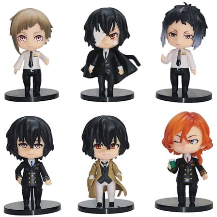 6 kpl/erä Bungo Stray Dogs Dazai Osamu Animehahmo Lelu Keräilyhahmo Mallipatsas Lelut PVC-hahmot Työpöydän koristeet Fanien keräilymalli