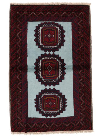 81X124 Tapis D'orient Baloutche Noir/Petrole (Laine, Perse/Iran)