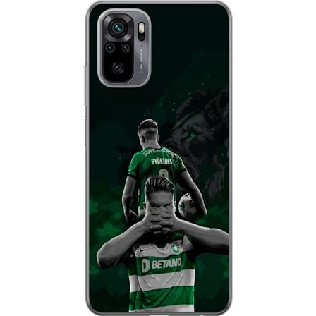 Yhteensopiva Puhelinkuori Xiaomi Redmi Note 10 Neonmotiivi, jossa teksti "Gaming is in my DNA" sinisenä ja punaisena tiiliseinällä, jossa loistava DNA