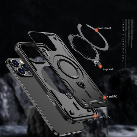 Hybrid Armor Trendy-etui med MagSafe for iPhone 16 Pro - Svart