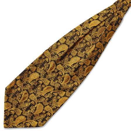 GULD & BRUN PAISLEY Silkeascot til mænd - Kravat