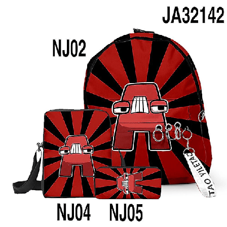 My Singing Monsters Monster Concert - Kolmiosainen koululaukku, oppilaan reppu, olkalaukku ja kyn kotelo 19 19 shoulder bag